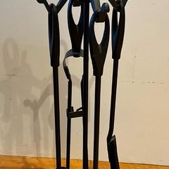 Vintage Fireplace Companion Set on Cast Iron Stand