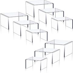 Set of 9 Clear Acrylic Display Risers Cupcakes Holder Sweet Stand Display Transparent Showcase Stands, Candy Bar Risers, Acrylic Lifts Display for Figures (FREE POSTAGE)