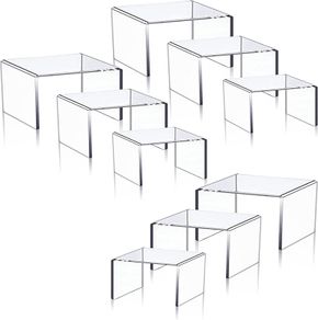 Set of 9 Clear Acrylic Display Risers Cupcakes Holder Sweet Stand Display Transparent Showcase Stands, Candy Bar Risers, Acrylic Lifts Display for Figures (FREE POSTAGE)