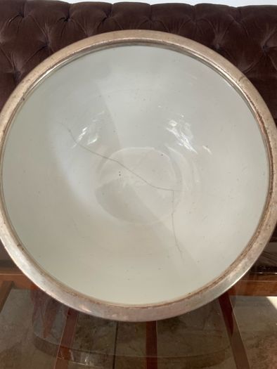 Antique WMF Lobster and Seaweed Silver Plated Trim Porcelain Round Serving Bowl 1920s