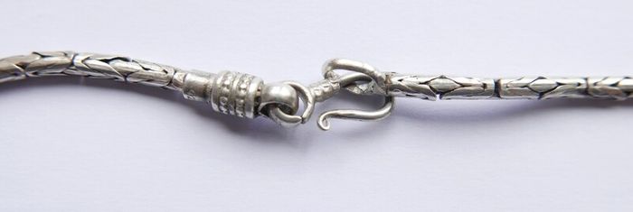 Vintage heavy 925 Sterling Silver 5mm round Byzantine Chain Necklace length 20" - 39g