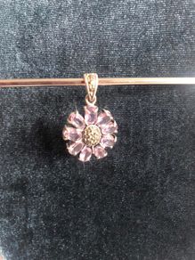 Amethyst silver marcasite pendant