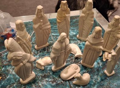 Vintage Hand carved soap stone nativity set