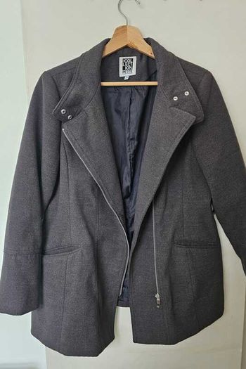 Debenhams Women's Grey Biker Coat Jacket Fashion Blazer Petit