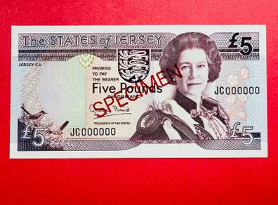 Jersey  5. Pound   1994. SPECIMEN  .  BAIRD. RARE. ( Uncirculated )