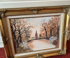 Original signed oil painting by Robert Burns on canvas panel, dated 2004.