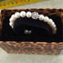 Boxed Jon Richard faux pearl stretch bracelet with a central crystal bead Image 7