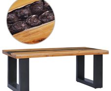 Coffee Table 100x50x40 cm Solid Teak Wood and Polyresin