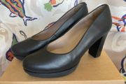 UNISA Black Leather Court Heels