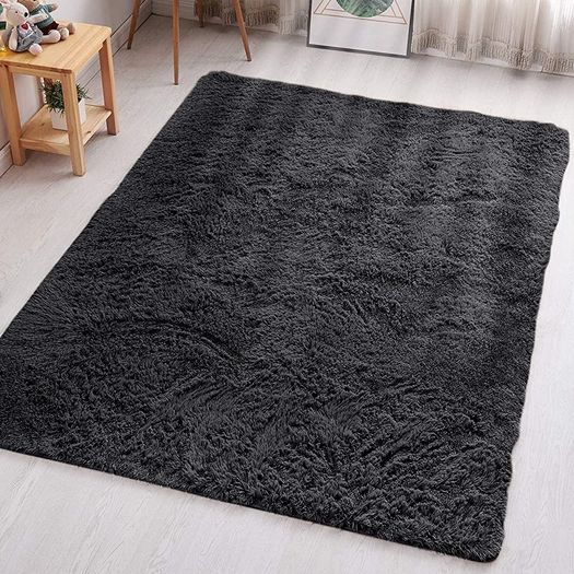 Rugs Living Room - Grey Area Rugs for Bedroom Anti Slip - Modern Super Soft Thick Pile Small Fluffy Shaggy Rug Non Shedding, 50cm x 80 cm MULTIPLE SIZES/COLOURS AVAILABLE (FREE POSTAGE)
