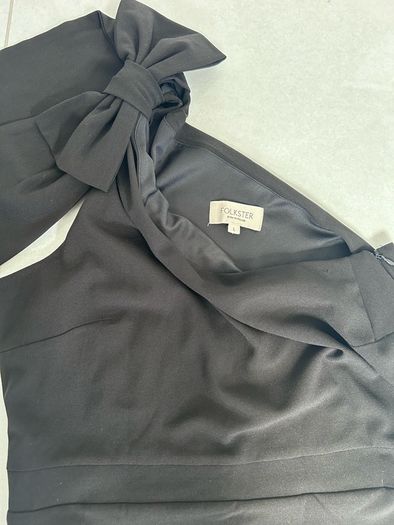 Folkster Black One Shoulder Bow Maxi Dress Elegant Occasion Size L