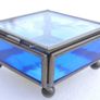 Vintage blue and clear etched flowers Brass trinket box , glass jewelry box Image 6