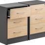 Bedside Table Set with 3 Drawers (Wood Oak Grey Wood White) Image 2