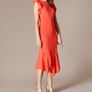 Karen Millen Frilly Dress SIZE 10 Coral Image 2