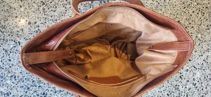 brown leather woven shoulder bag