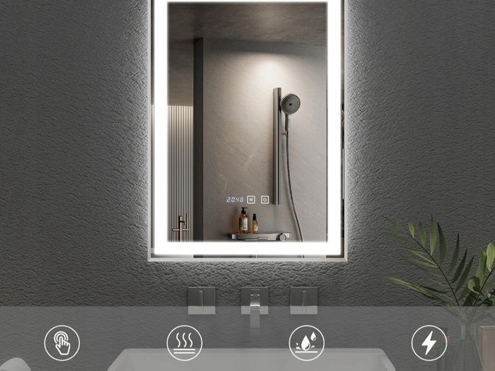 LED Bathroom Mirror Dual LED Demister Time Touch