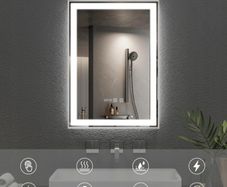 LED Bathroom Mirror Dual LED Demister Time Touch