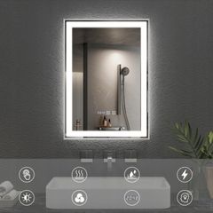 LED Bathroom Mirror Dual LED Demister Time Touch