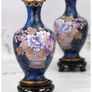 Pair Vintage Cloisonne Vases On Stands Image 3
