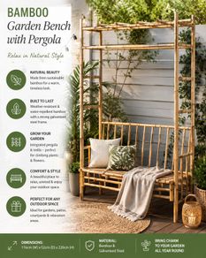 Garden Bench with Pergola 116 cm Bamboo