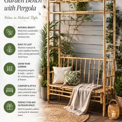 Garden Bench with Pergola 116 cm Bamboo