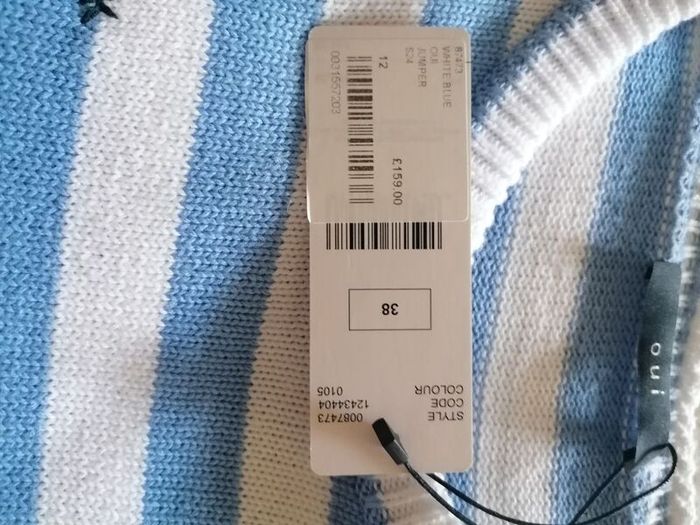 OUI striped white blue jumper UK 10