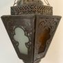 Large Vintage Moroccan Coloured Glass Hanging Lantern Image 2