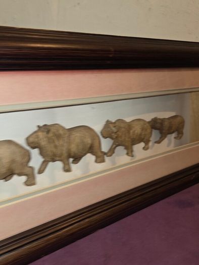Chichewa Tribe Carved Wooden African Big 5 Animals Shadow Box