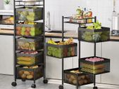 rotating storage rack bathroom stand rack Vegetable Rack Fruit Rack Used for Home Kitchen Office Bathroom Living Room Storage No Need to Install 5 Tier