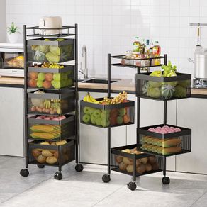 rotating storage rack bathroom stand rack Vegetable Rack Fruit Rack Used for Home Kitchen Office Bathroom Living Room Storage No Need to Install 5 Tier