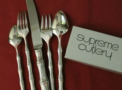 Stainless Supreme Cutlery Set, Bamboo Design,  made in Japan