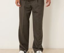 smart pleated wide leg trousers charcoal