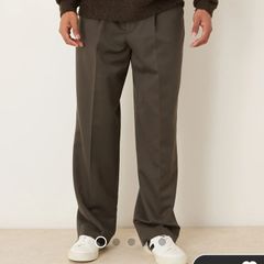 smart pleated wide leg trousers charcoal