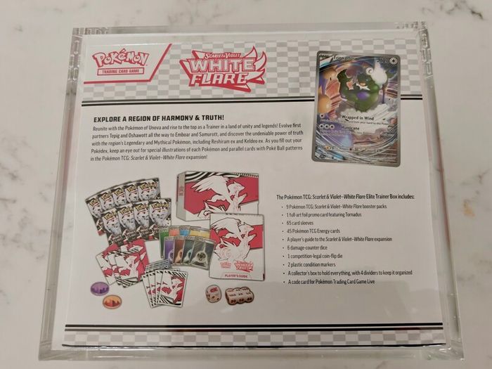 Pokemon TCG Scarlet and Violet White Flare Elite Trainer Box ETB  Sealed and Premium Magnetic Acrylic Case