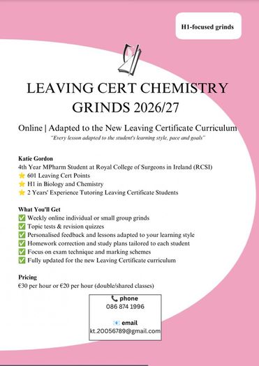 Leaving Cert Chemistry Grinds 2026/27