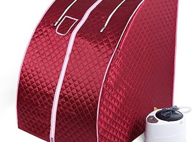 Mini portable sauna with folding chair and steam boiler