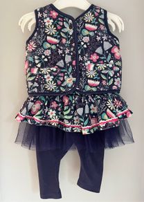 Bebe fur waistcoat and leggings with tutu skirt Sz 3-6 EUC