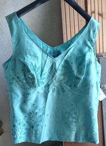 Cavita Blue Silk Top