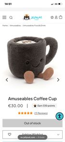 New JELLYCAT Amuseable Coffee Cup