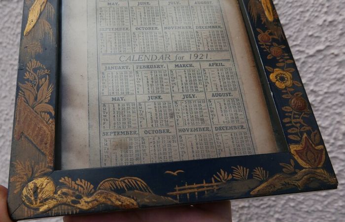 Vintage Calendar 1920-21 in Vintage Hand Painted Frame