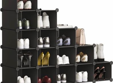 Shoe Storage 16 Cube Shoe Rack, DIY Shoe Rack Storage, Shoe Rack Organiser Shoe Storage Unit Space Saving For Hallway Bedroom (MULTIPLE COLOURS)