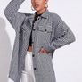 Mono Houndstooth Print Tweed Shacket Image 3