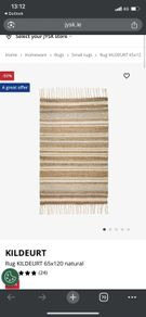 Jysk Striped Jute Rug 65 x 120 cm