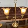 Vintage Repro Double Arm Student Library Desk Lamp Brass Finish 1970s Image 3
