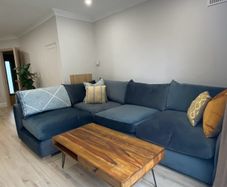 Navy chaise sofa from Diamond Furniture