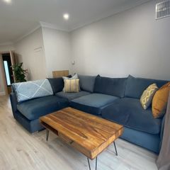 Navy chaise sofa from Diamond Furniture