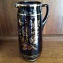 Vintage 60s Bohemian purple Amethyst Glass Pitcher Gold roses W/ 5 matching glasses Image 2
