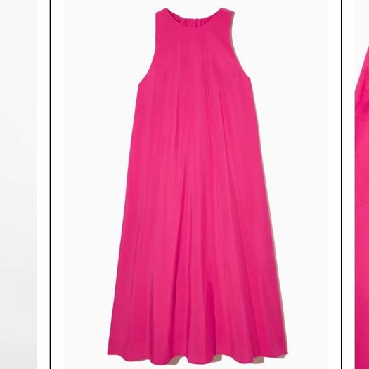COS Pink Racer Neck Midi Shift Dress with Pockets