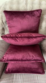 4 Burgundy Velvet Cushions