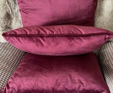 4 Burgundy Velvet Cushions